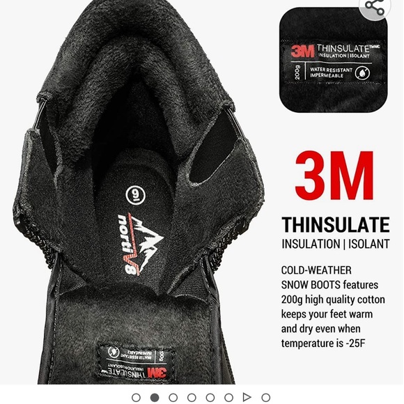 NORTIV 8 Insulated Waterproof Snow Boots Warm Outdoor for Cold Weather Size 12 - Picture 3 of 11